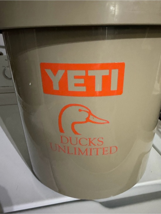 Yeti Other - Yeti Tan Cooler Bucket with Bright Orange Ducks Unlimited Logo